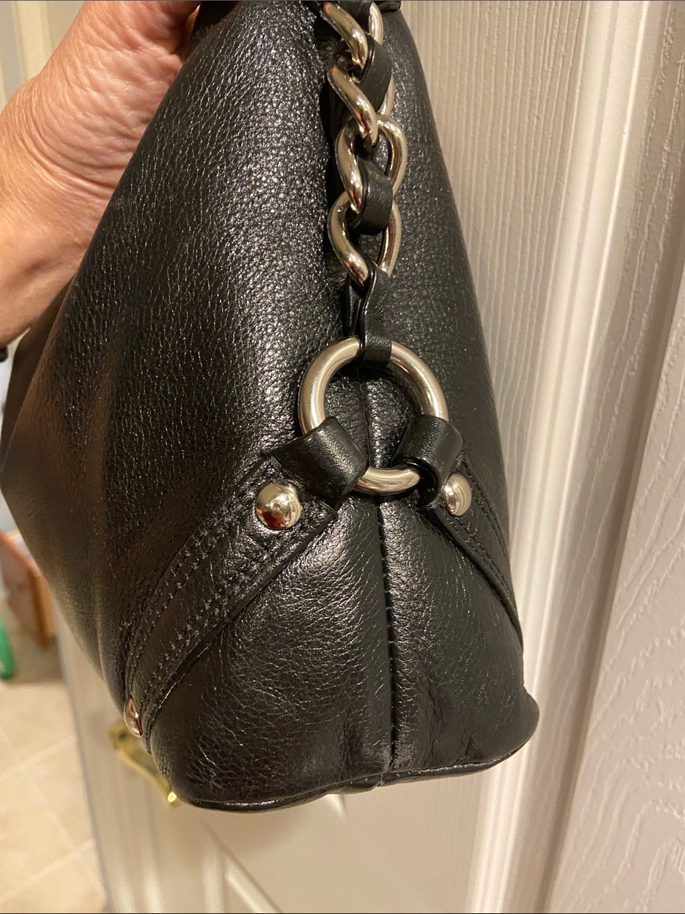 Coach Black Leather Shoulder Carly Hobo with Silver Hardware - Picture 4 of 11